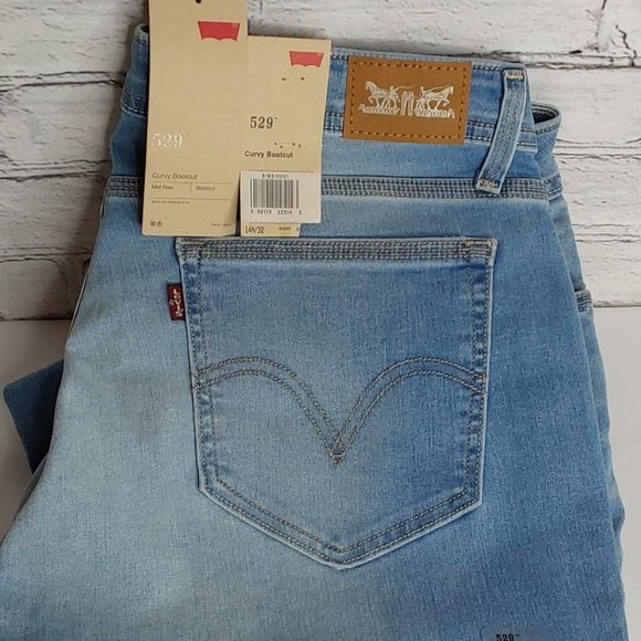 LEVI'S 529 MID~RISE CURVY 'FIGURE ENHANCERS' RELAXED FIT BOOTCUT SILVER TAB JEAN - Picture 15 of 16